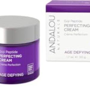 Andalou Naturals Goji Peptide Perfecting Cream, Age Defying Face Cream, Resveratrol CoQ10 Face Moisturizer, Supports Skin Collagen and Elastin & Helps Fight Fine Lines & Wrinkles, 1.7 fl oz